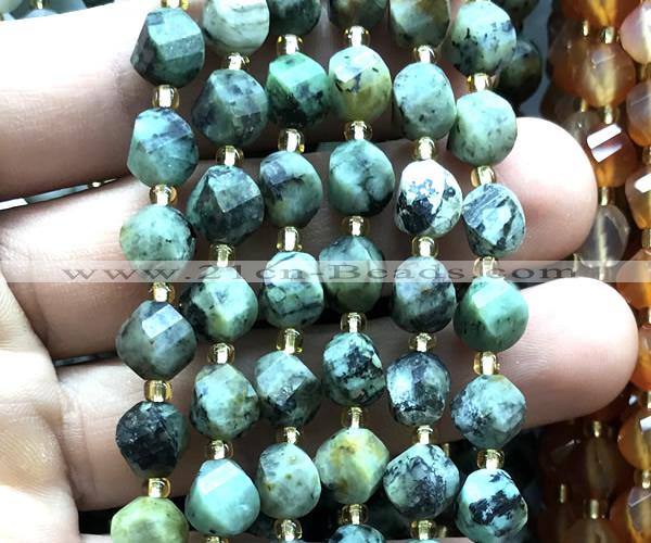 CTW592 15 inches 8mm faceted & twisted S-shaped African turquoise beads