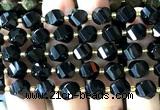 CTW685 15 inches 10mm faceted & twisted S-shaped black onyx beads