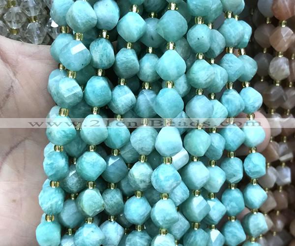 CTW701 15 inches 10mm faceted & twisted S-shaped amazonite beads