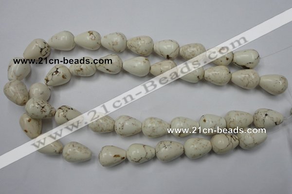 CWB333 15.5 inches 15*20mm teardrop howlite turquoise beads