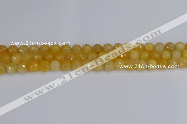 CYJ640 15.5 inches 8mm faceted round yellow jade beads wholesale