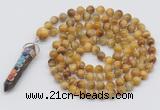 GMN1485 Hand-knotted 8mm, 10mm golden tiger eye 108 beads mala necklace with pendant