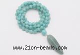 GMN4085 Hand-knotted 8mm, 10mm amazonite 108 beads mala necklace with pendant