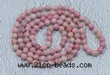 GMN450 Hand-knotted 8mm, 10mm pink wooden fossil jasper 108 beads mala necklaces