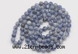 GMN525 Hand-knotted 8mm, 10mm blue spot stone 108 beads mala necklaces