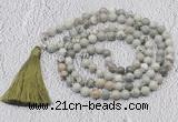 GMN610 Hand-knotted 8mm, 10mm artistic jasper 108 beads mala necklaces with tassel