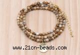 GMN7427 4mm faceted round tiny picture jasper beaded necklace with constellation charm