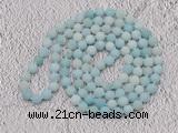 GMN924 Hand-knotted 8mm, 10mm matte amazonite 108 beads mala necklaces