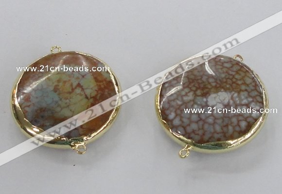 NGC298 35mm flat round agate gemstone connectors wholesale