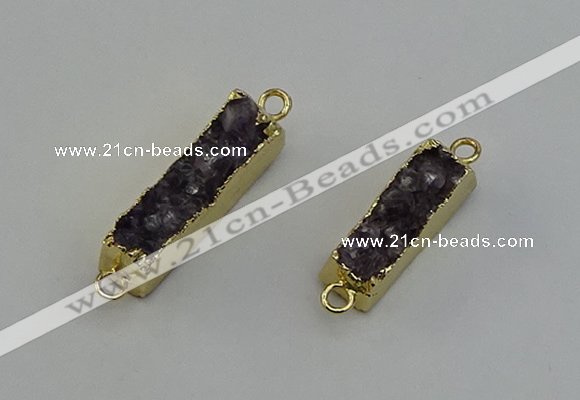 NGC5265 8*25mm - 10*32mm rectangle druzy amethyst connectors