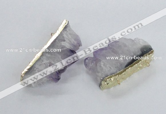 NGC541 30*50mm - 30*65mm freeform druzy amethyst connectors