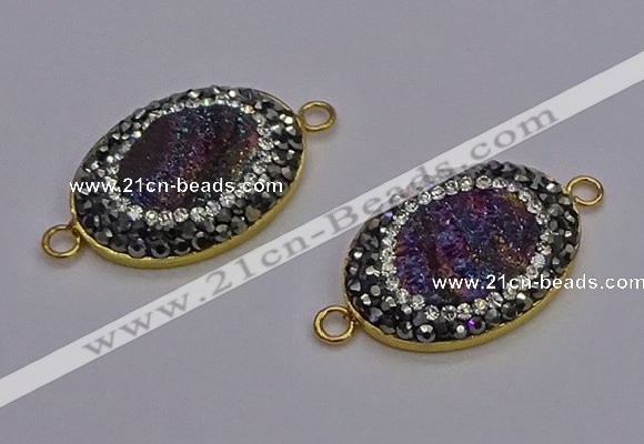 NGC5483 18*25mm oval plated druzy agate gemstone connectors