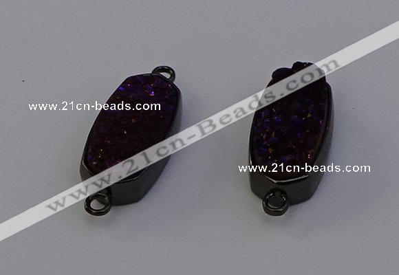 NGC5576 10*22mm - 12*25mm freeform plated druzy quartz connectors