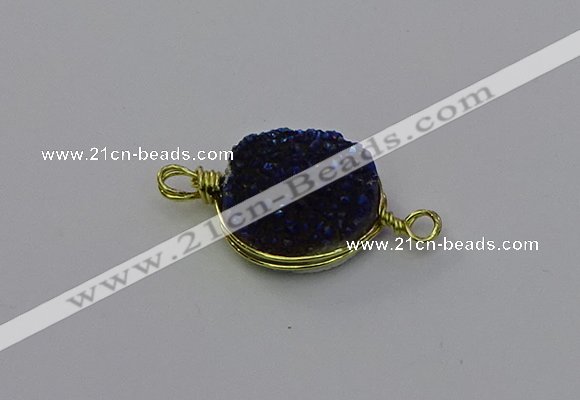 NGC5609 15mm - 16mm coin plated druzy quartz connectors wholesale