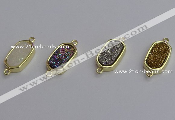 NGC5712 10*16mm freeform plated druzy quartz connectors