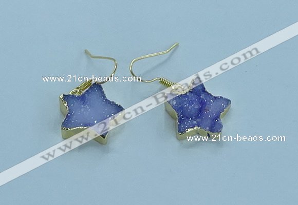 NGE347 14mm - 16mm star druzy agate earrings wholesale