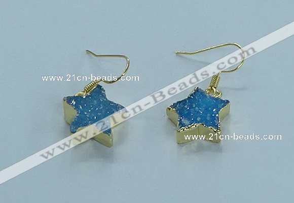 NGE349 14mm - 16mm star druzy agate earrings wholesale