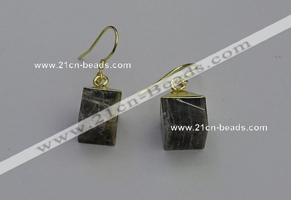 NGE5096 10*15mm cube labradorite gemstone earrings wholesale