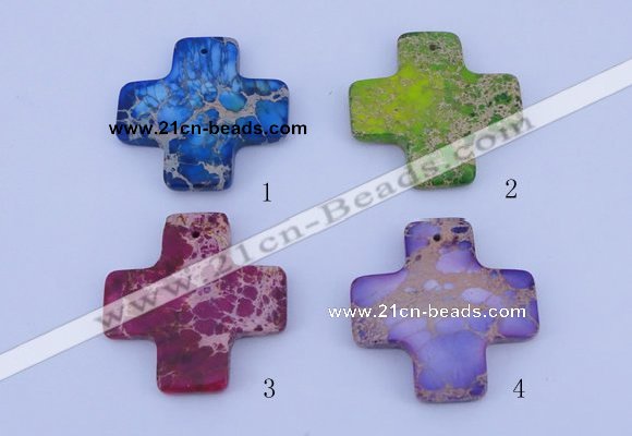 NGP02 5PCS 45*45mm cross dyed imperial jasper pendants wholesale