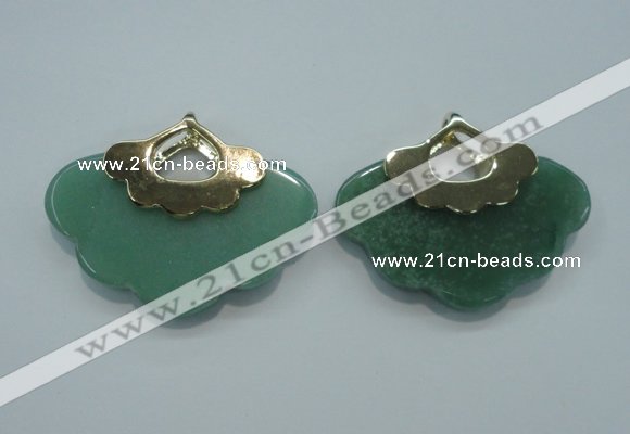 NGP1078 8*40*50mm gree aventurine pendants with brass setting