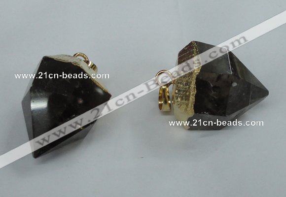 NGP1416 20*25mm - 25*30mm faceted nuggets smoky quartz pendants