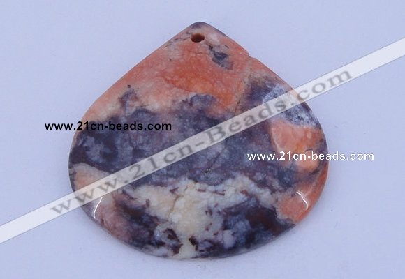 NGP172 2pcs 6*44mm flat teardrop brecciated jasper gemstone pendants