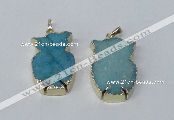 NGP2570 25*40mm cat druzy agate gemstone pendants wholesale