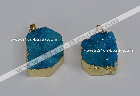 NGP3468 20*30mm - 25*35mm freeform druzy agate pendants wholesale