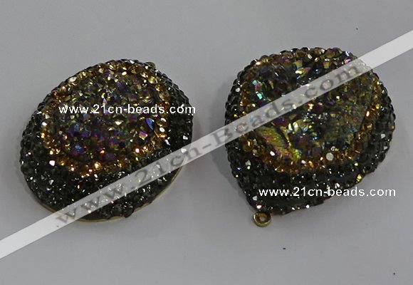 NGP3692 35*45mm freeform plated druzy agate gemstone pendants