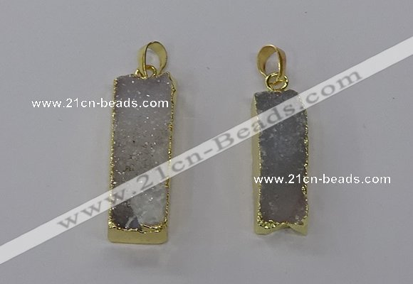 NGP3791 10*30mm - 12*35mm rectangle druzy agate pendants