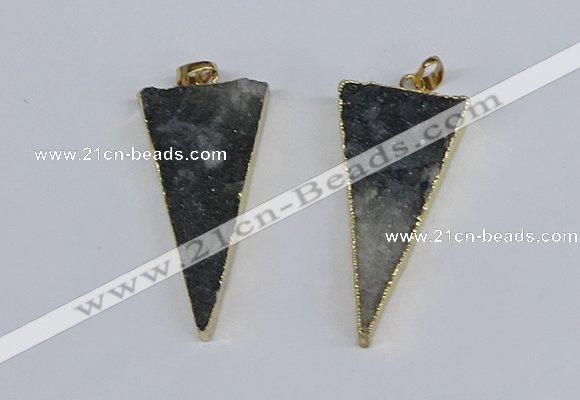 NGP3989 20*48mm - 25*50mm triangle druzy agate pendants wholesale