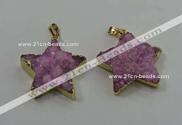 NGP4093 30*32mm - 32*35mm star druzy quartz pendants wholesale