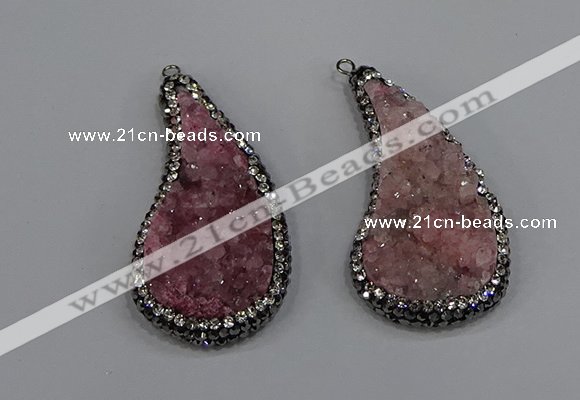 NGP4307 20*40mm - 25*50mm wing-shaped druzy quartz pendants