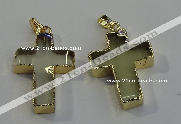 NGP6041 30*40mm - 35*45mm cross lemon quartz pendants