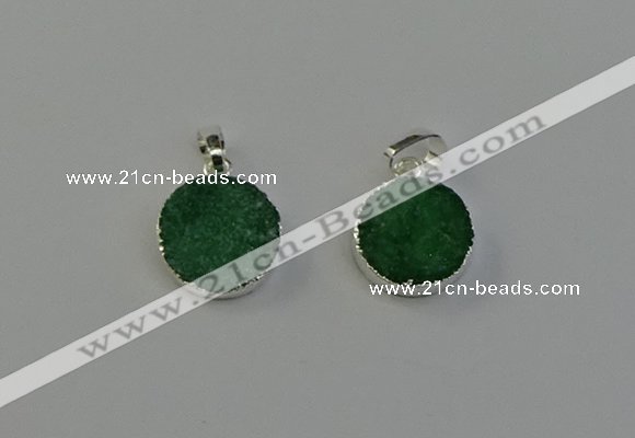 NGP6514 15mm - 16mm coin druzy agate pendants wholesale