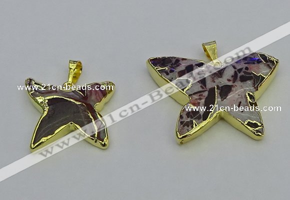 NGP6699 20*25mm - 30*40mm butterfly agate gemstone pendants