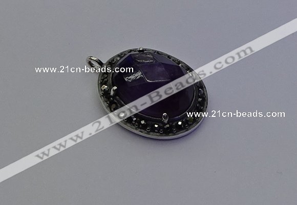 NGP6862 20*25mm oval amethyst gemstone pendants wholesle