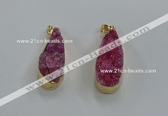 NGP8504 15*33mm - 17*40mm flat teardrop druzy agate pendants