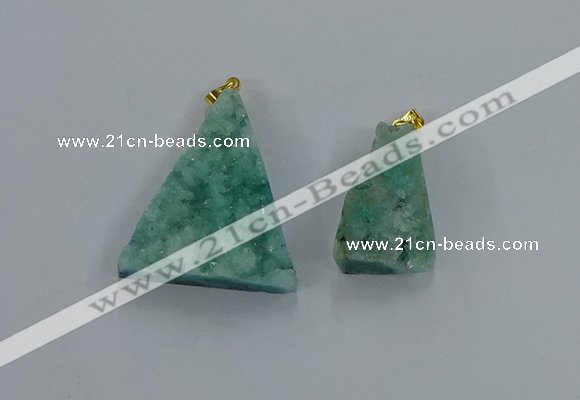 NGP8580 18*25mm - 25*40mm triangle druzy agate pendants wholesale