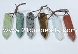 NGP9766 12*40mm-15*55mm sticks mixed gemstone pendants