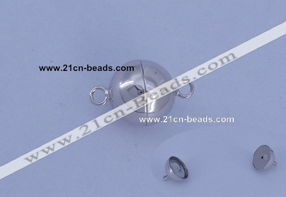 SSC104 2pcs 12mm round 925 sterling silver magnetic clasps